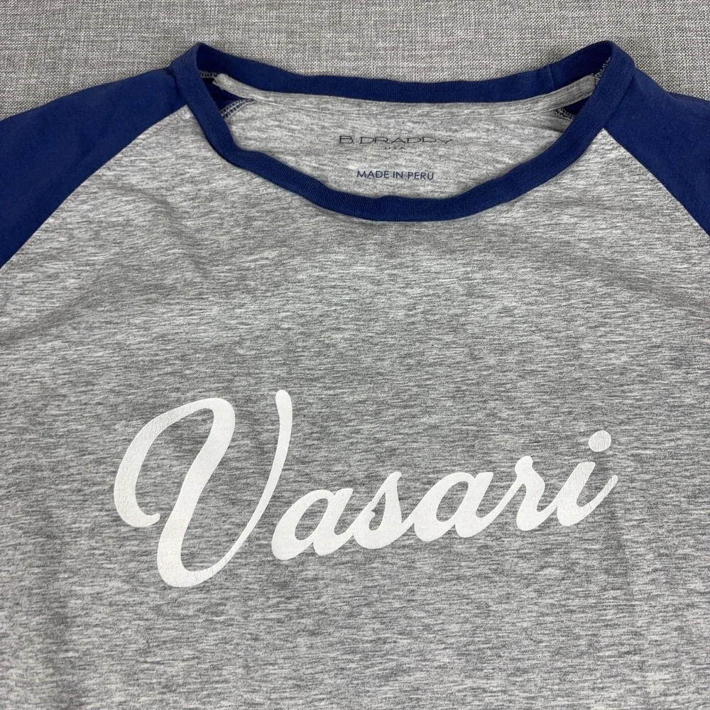B. Draddy Shirt Mens 2XL Gray Vasari Raglan Long Sleeve Baseball Tee Tagless